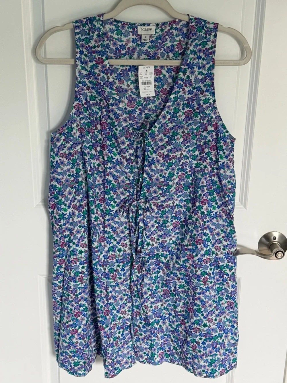 NEW J. Crew White Floral Tie-Front Beach Mini coverup Dress Small 54972